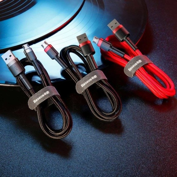Baseus Cafule Cable | Nylonowy kabel przewód USB - Micro USB dwustronny 1.5A 2M 