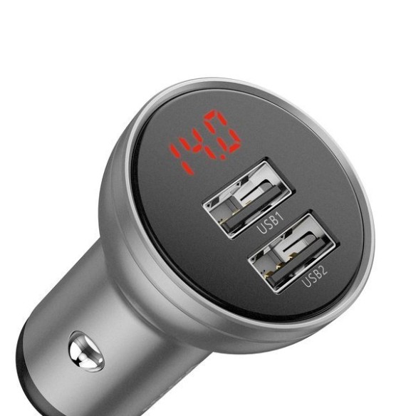 Baseus Digital Display | Ładowarka samochodowa 2xUSB 4.8A 24W 