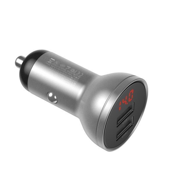 Baseus Digital Display | Ładowarka samochodowa 2xUSB 4.8A 24W 