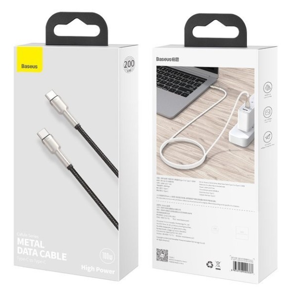 Baseus Cafule Metal | Kabel USB-C Type-C 100W Power Delivery Quick Charge 4.0 2m