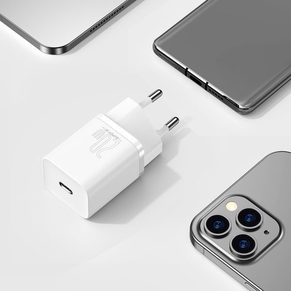 Baseus Super Si | Ładowarka sieciowa USB-C PD 20W + kabel Lightning 1m do iPhone 