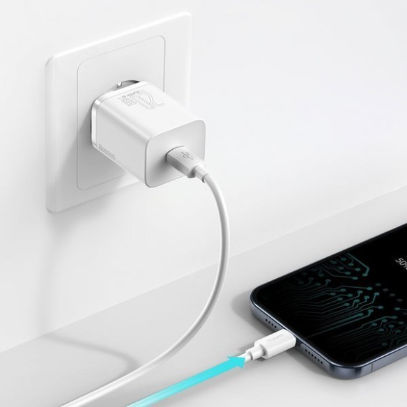 Baseus Super Si | Ładowarka sieciowa USB-C PD 20W + kabel Lightning 1m do iPhone 
