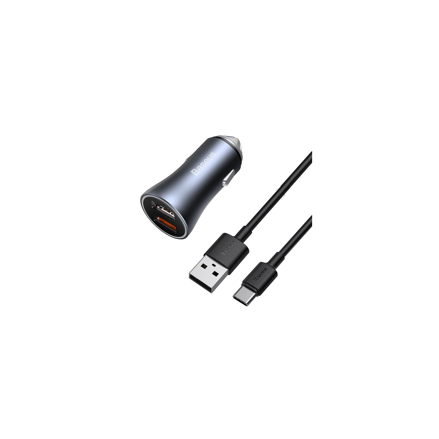 Baseus Golden Pro | Zestaw szybka ładowarka samochodowa 2xUSB 40W + kabel USB - Type-C 1m