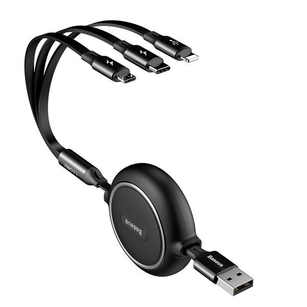 Baseus Golden Loop | Kabel 3w1 USB - Lightning Micro USB USB-C z regulacją długości