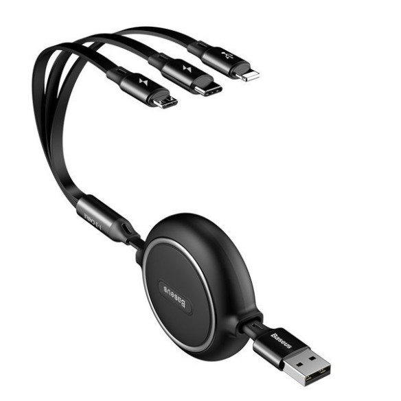 Baseus Golden Loop | Kabel 3w1 USB - Lightning Micro USB USB-C z regulacją długości