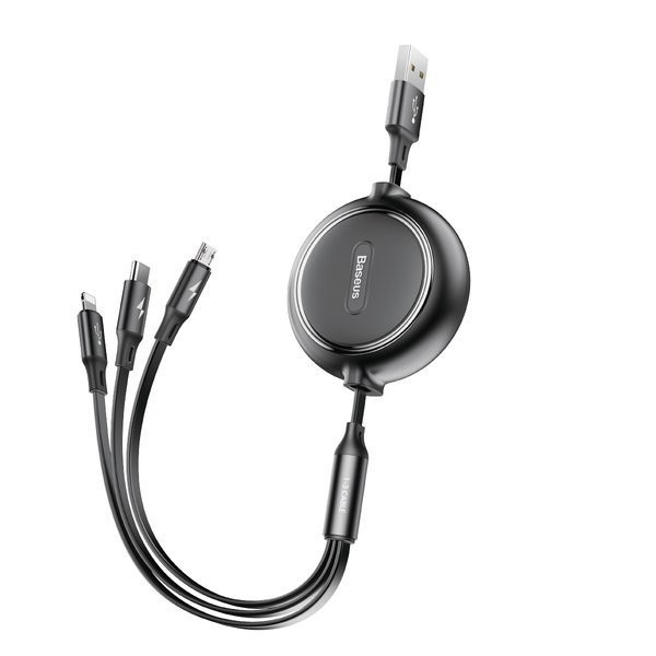 Baseus Golden Loop | Kabel 3w1 USB - Lightning Micro USB USB-C z regulacją długości