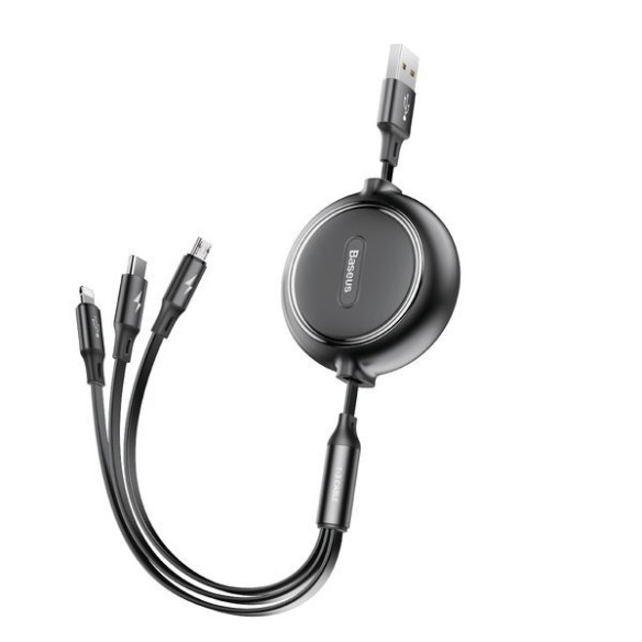 Baseus Golden Loop | Kabel 3w1 USB - Lightning Micro USB USB-C z regulacją długości