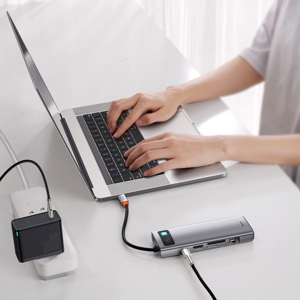 Baseus Metal Gleam 9w1 | Adapter HUB 9w1 USB-C do HDMI, VGA, RJ45, 3x USB3.0, SD/TF, 100W  