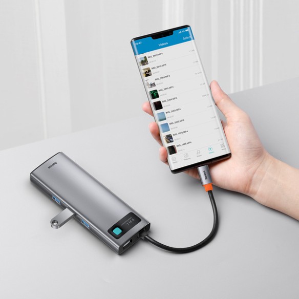 Baseus Metal Gleam 9w1 | Adapter HUB 9w1 USB-C do HDMI, VGA, RJ45, 3x USB3.0, SD/TF, 100W  