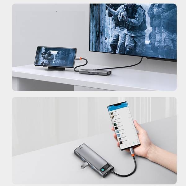 Baseus Metal Gleam 9w1 | Adapter HUB 9w1 USB-C do HDMI, VGA, RJ45, 3x USB3.0, SD/TF, 100W  
