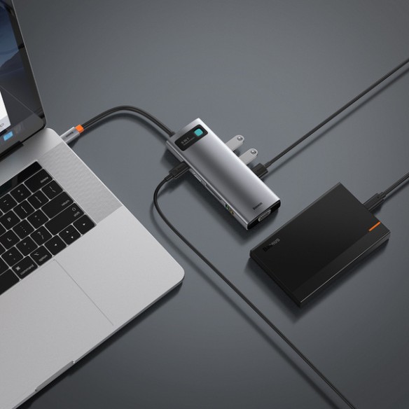 Baseus Metal Gleam 9w1 | Adapter HUB 9w1 USB-C do HDMI, VGA, RJ45, 3x USB3.0, SD/TF, 100W  