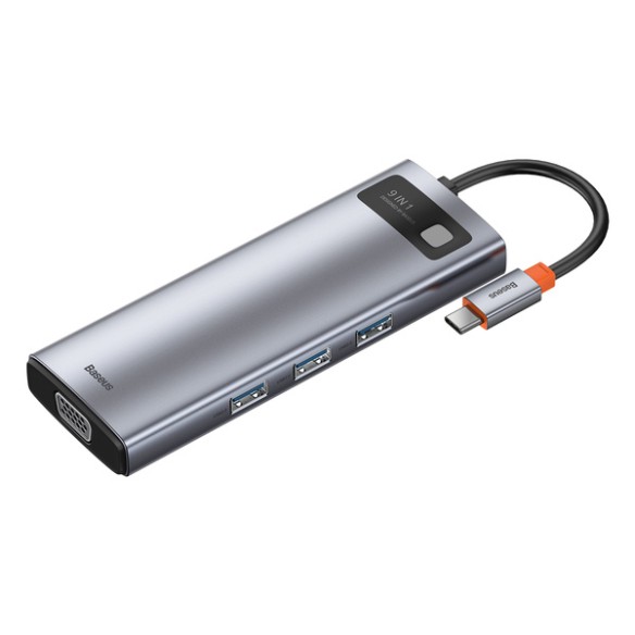 Baseus Metal Gleam 9w1 | Adapter HUB 9w1 USB-C do HDMI, VGA, RJ45, 3x USB3.0, SD/TF, 100W  
