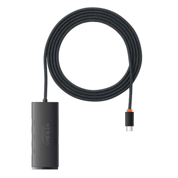 Baseus Lite Series 4-Port | HUB adapter OTG rozdzielacz USB-C do 4x USB-A 3.0, Z kablem 200cm