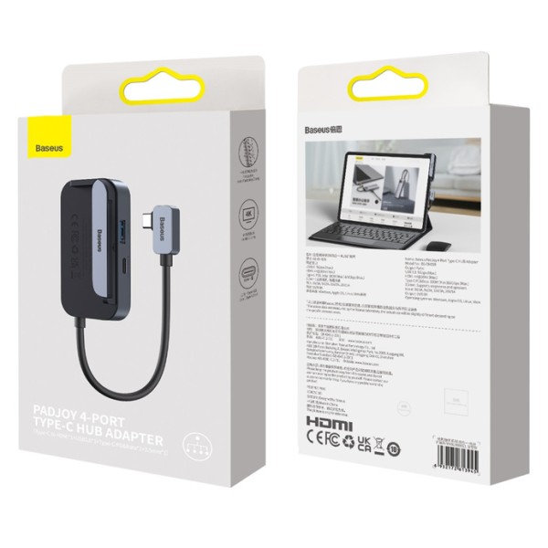 Baseus PadJoy 4-Port | HUB Adapter Type-C 4w1 HDMI 4K USB 3.0 Type-C Mini Jack 3.5mm 100W