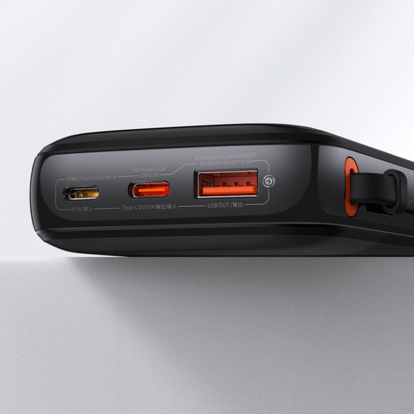 Baseus Qpow Pro | Power Bank 10000mAh PD 22.5W QC3.0 z kablem USB-C Overseas Edition