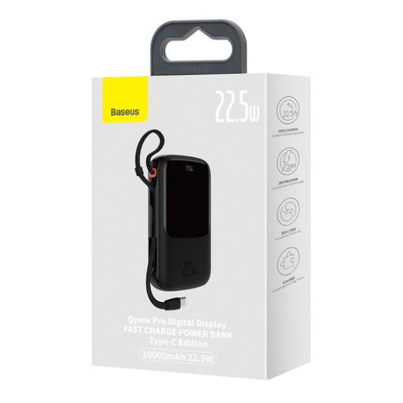 Baseus Qpow Pro | Power Bank 10000mAh PD 22.5W QC3.0 z kablem USB-C Overseas Edition