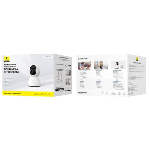 Baseus Security P1 | Inteligentna kamera wewnętrzna IP WiFi , wykrywanie ruchu, płaczu 3K