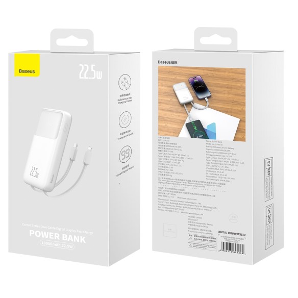 Baseus Comet Series | Power Bank z wbudowanymi kablami USB-C Lightning 10000mAh 22.5W PD QC