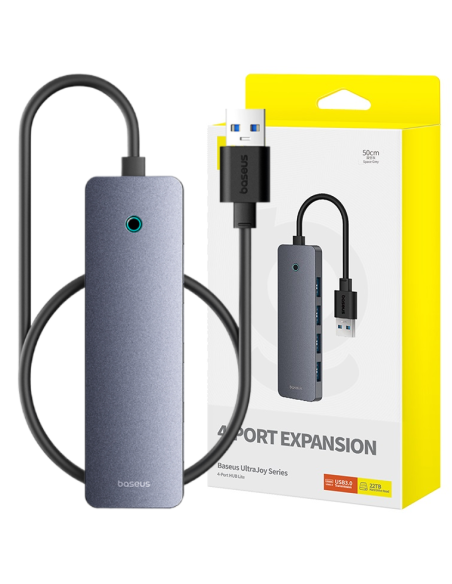 Baseus UltraJoy Series 4-Port HUB Lite 50cm Szary（USBA to USB3.0*4+Type-C5V