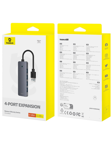 Baseus UltraJoy Series 4-Port HUB Lite 50cm Szary（USBA to USB3.0*4+Type-C5V