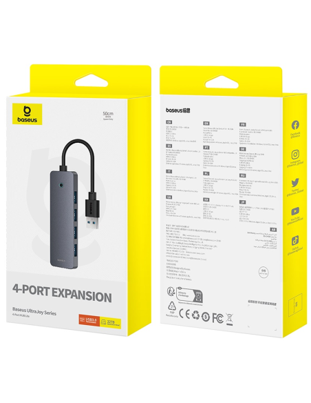 Baseus UltraJoy Series 4-Port HUB Lite 50cm Szary（USBA to USB3.0*4+Type-C5V