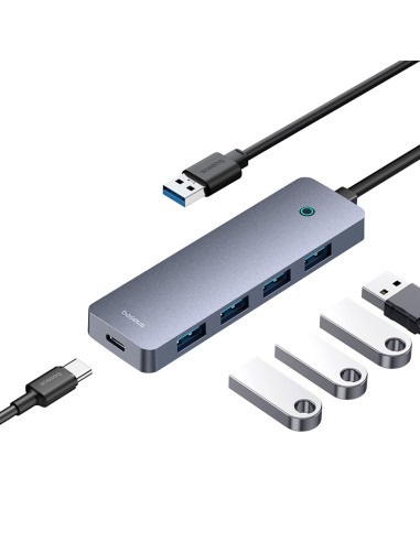 Baseus UltraJoy Series 4-Port HUB Lite 50cm Szary（USBA to USB3.0*4+Type-C5V