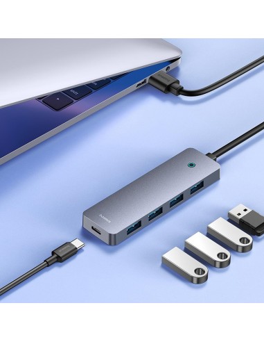 Baseus UltraJoy Series 4-Port HUB Lite 50cm Szary（USBA to USB3.0*4+Type-C5V