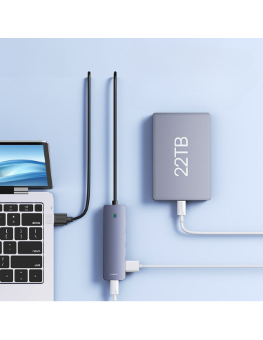 Baseus UltraJoy Series 4-Port HUB Lite 50cm Szary（USBA to USB3.0*4+Type-C5V