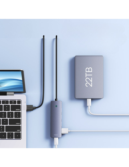 Baseus UltraJoy Series 4-Port HUB Lite 50cm Szary（USBA to USB3.0*4+Type-C5V