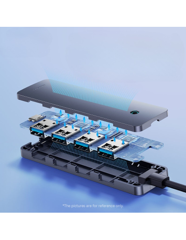 Baseus UltraJoy Series 4-Port HUB Lite 50cm Szary（USBA to USB3.0*4+Type-C5V