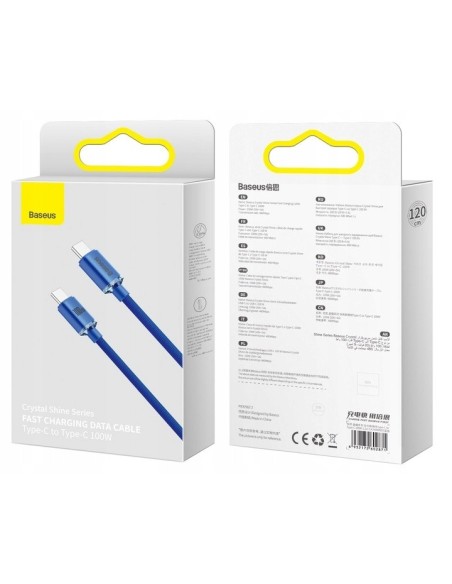 Baseus Crystal Shine Kabel USB-C Do USB-C 100W 1.2m Niebieski