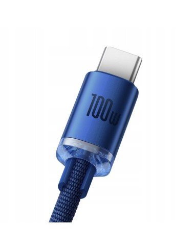 Baseus Crystal Shine Kabel USB Do USB-C 100W 2m Niebieski