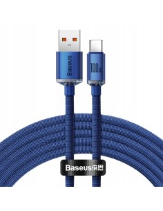 Baseus Crystal Shine Kabel USB Do USB-C 100W 2m Niebieski