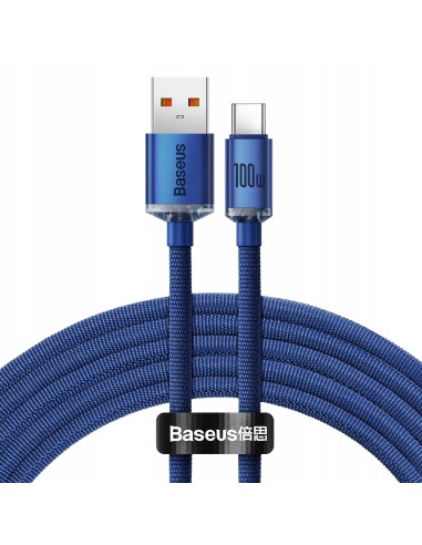 Baseus Crystal Shine Kabel USB Do USB-C 100W 2m Niebieski