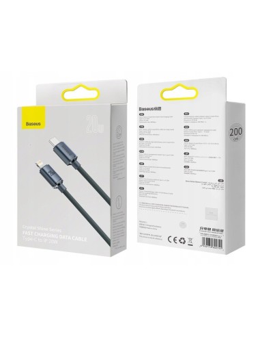 Baseus Crystal Shine Kabel USB-C Do Lightning 2m Czarny