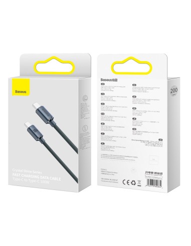 Baseus Crystal Shine Kabel USB-C Do USB-C 2m Czarny