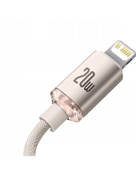 Baseus Crystal Shine Kabel USB-C Do Lightning 2m Różowy
