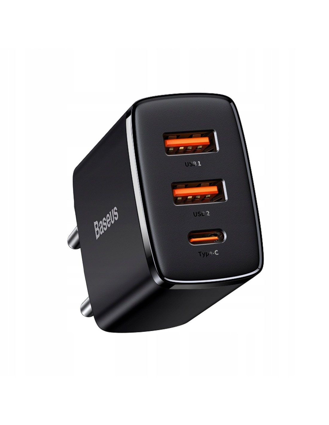 Baseus Compact Ładowarka Sieciowa USB-C 2x USB-A 30W Czarna