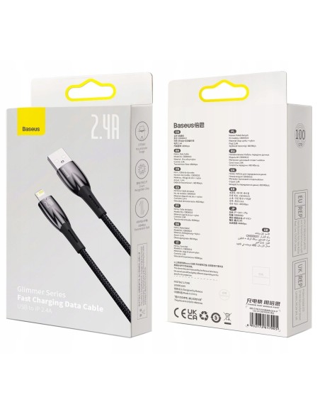 Baseus Glimmer Series Kabel USB Do Lightning 1m 2.4A Czarny