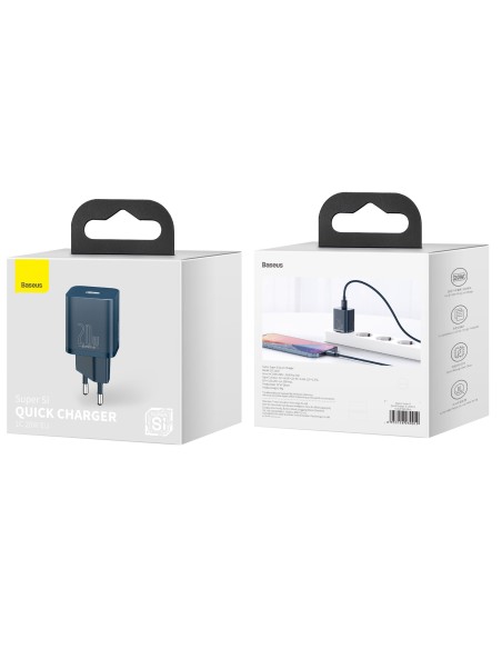 Baseus Super Si Ładowarka Sieciowa USB-C 20W Niebieski