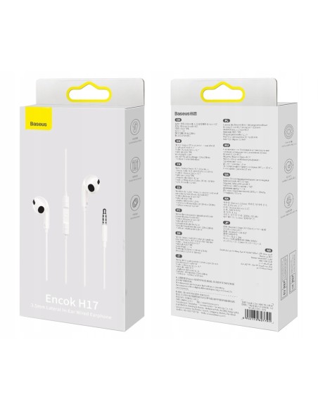 Baseus H17 Słuchawki Douszne Jack 3.5mm Z Mikrofonem Białe