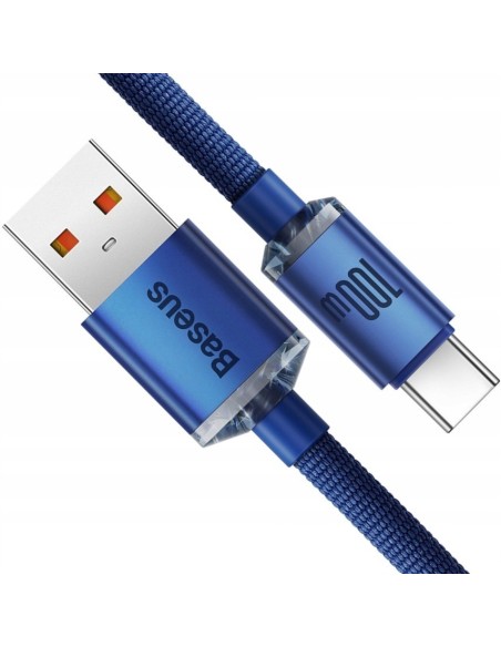 Baseus Crystal Shine Kabel USB Do USB-C 100W 1.2m Niebieski