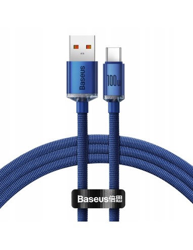 Baseus Crystal Shine Kabel USB Do USB-C 100W 1.2m Niebieski