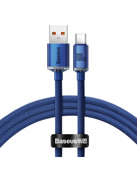 Baseus Crystal Shine Kabel USB Do USB-C 100W 1.2m Niebieski