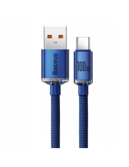 Baseus Crystal Shine Kabel USB Do USB-C 100W 1.2m Niebieski