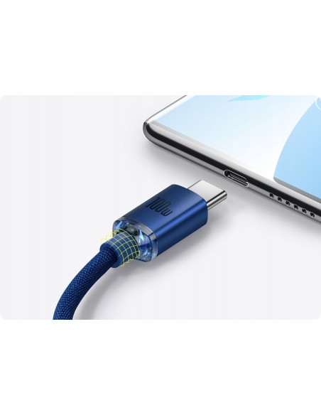 Baseus Crystal Shine Kabel USB Do USB-C 100W 1.2m Niebieski