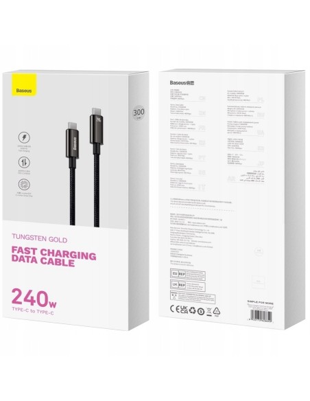 Baseus Tungsten Gold Kabel USB-C Do USB-C 240W 3m Czarny