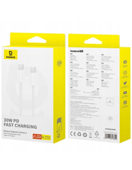 Baseus Superior 2 Kabel USB-C Do USB-C 2m Biały