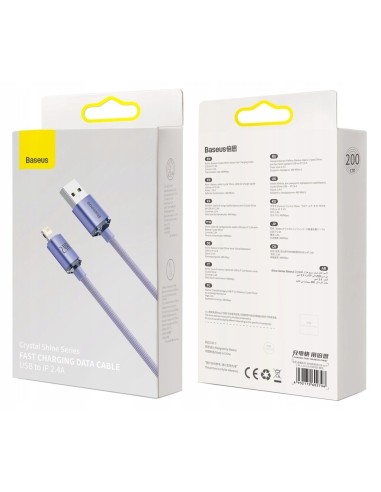 Baseus Crystal Shine Kabel USB Do Lightning 2m Fioletowy