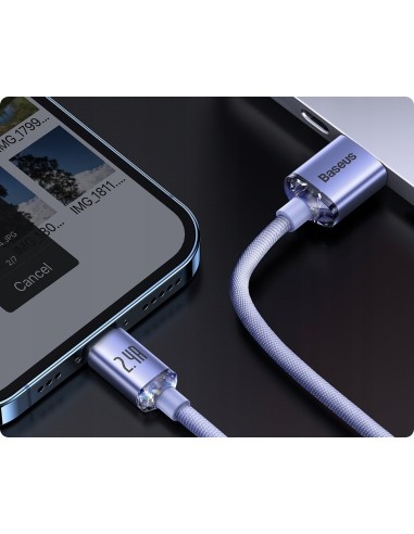Baseus Crystal Shine Kabel USB Do Lightning 2m Fioletowy